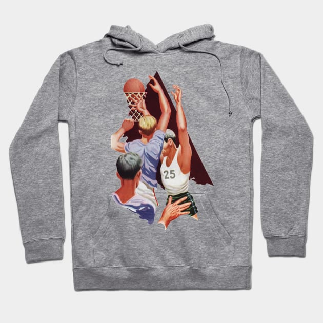 Vintage Sports Basketball Players Shooting a Blasket Hoodie by MasterpieceCafe